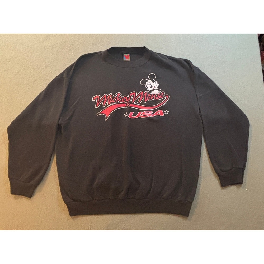 VTG Mickey Unlimited Jerry Leigh Sweatshirt Mens XL Black Mickey Mouse USA 90s